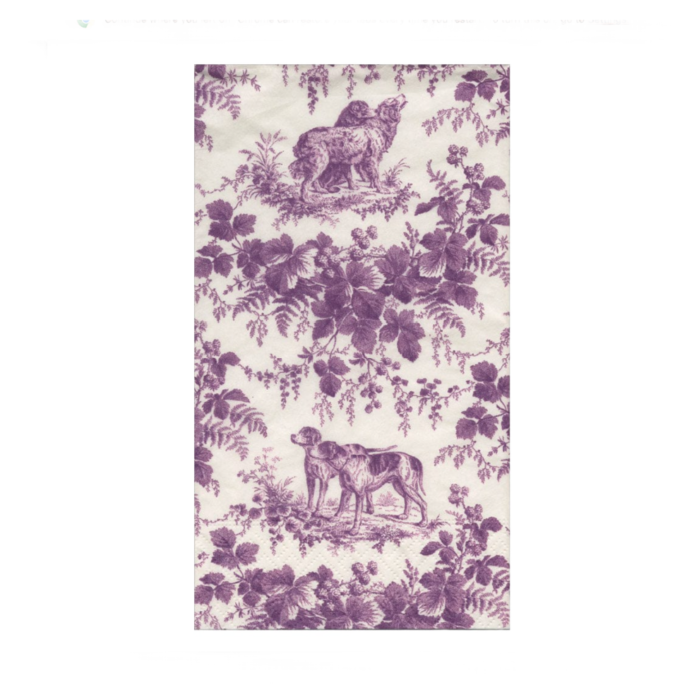 Hunting Toile Aubergine Caspari Guest Towel Napkin
