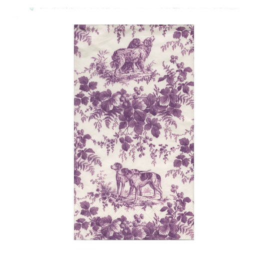 Hunting Toile Aubergine Caspari Guest Towel Napkin