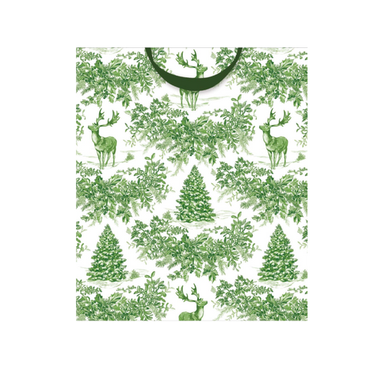 Christmas Toile Green Large Gift Bag