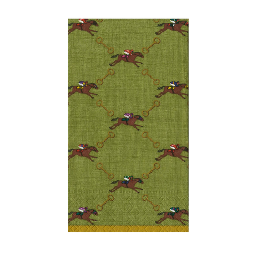 And They're Off Sage Caspari Guest Towel Napkin
