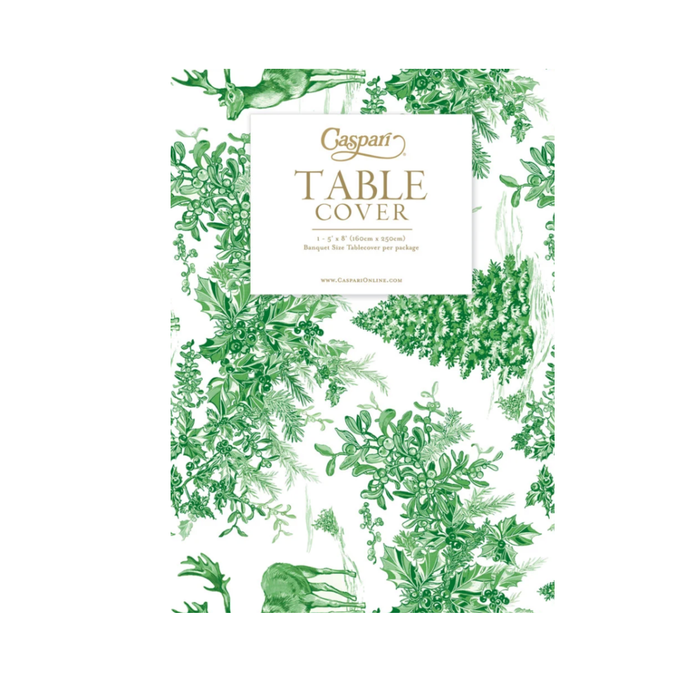 Christmas Tree Toile Sage/White Paper Linen Airlaid Tablecover