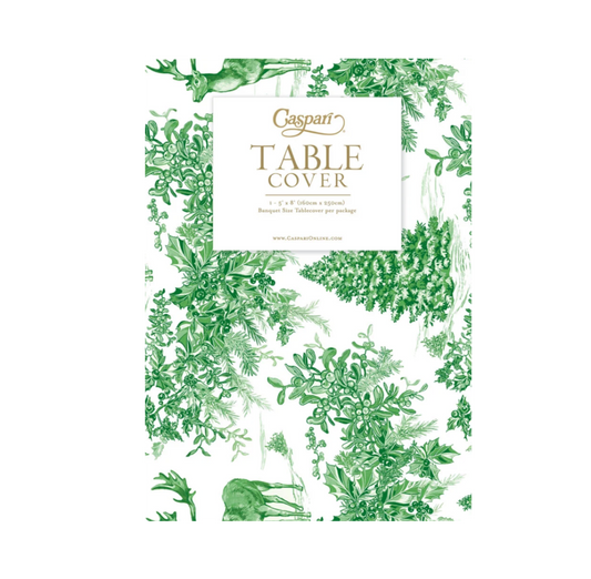 Christmas Tree Toile Sage/White Paper Linen Airlaid Tablecover
