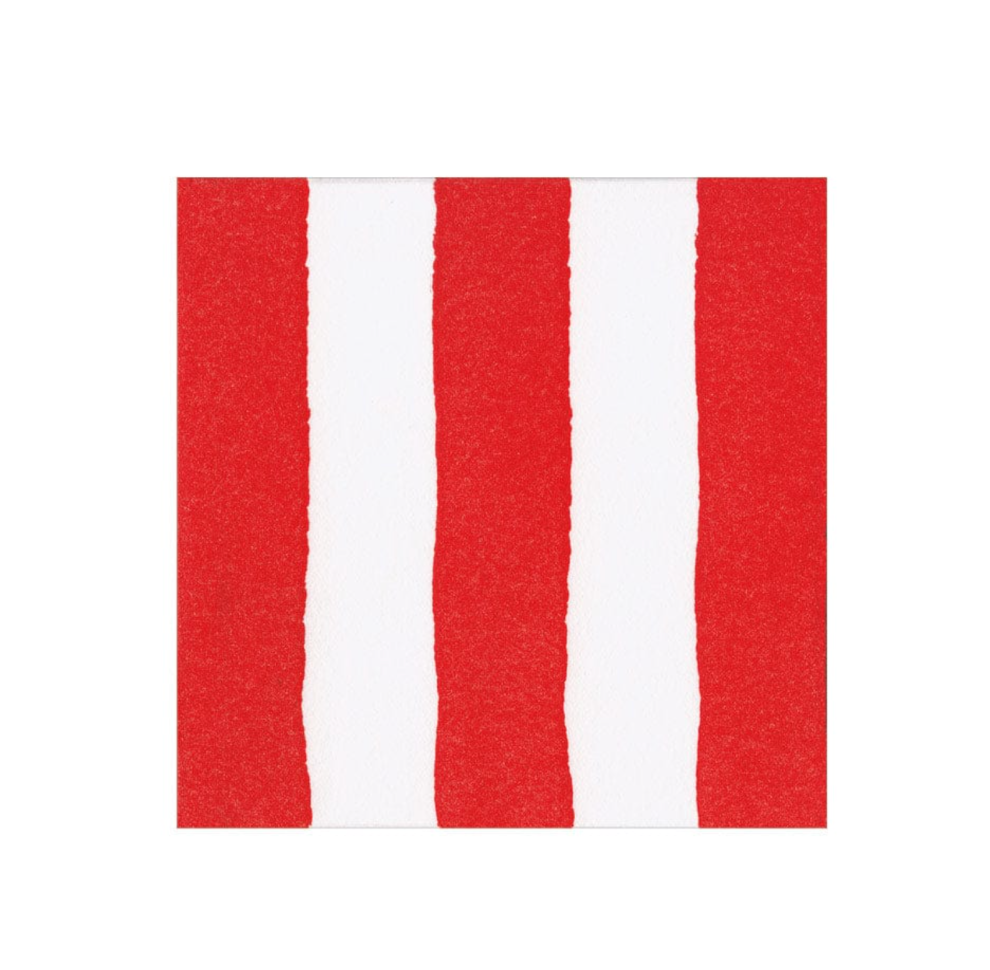 Cafe Stripe Red Cocktail Napkin