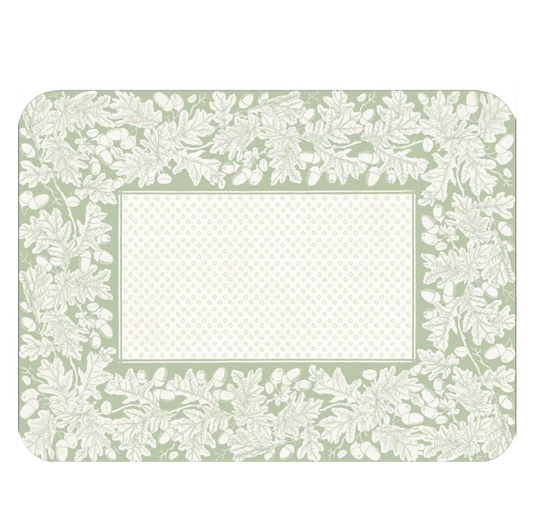 Oak Leaves & Acorns Sage Green/Ivory Paper Placemats 12" Rectangle
