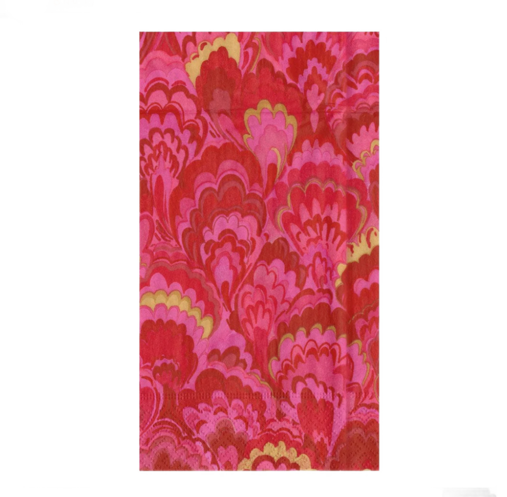 Marbled Ceramica Red/Fuchsia Caspari Guest Towel Napkin
