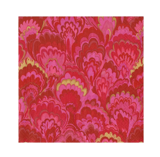Marbled Ceramica Red/Fuchsia Caspari Cocktail Napkin
