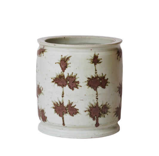 Rustic Copper Glazed Bamboo Porcelain Cachepot
