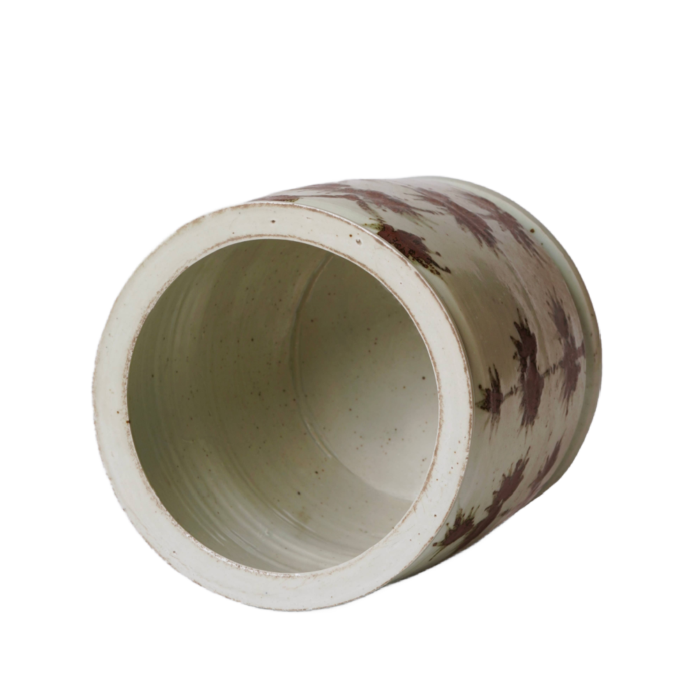 Rustic Copper Glazed Bamboo Porcelain Cachepot