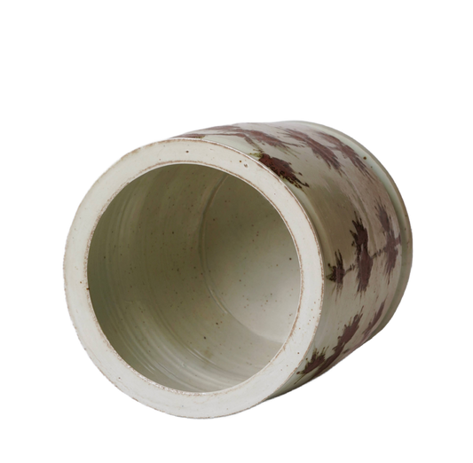 Rustic Copper Glazed Bamboo Porcelain Cachepot