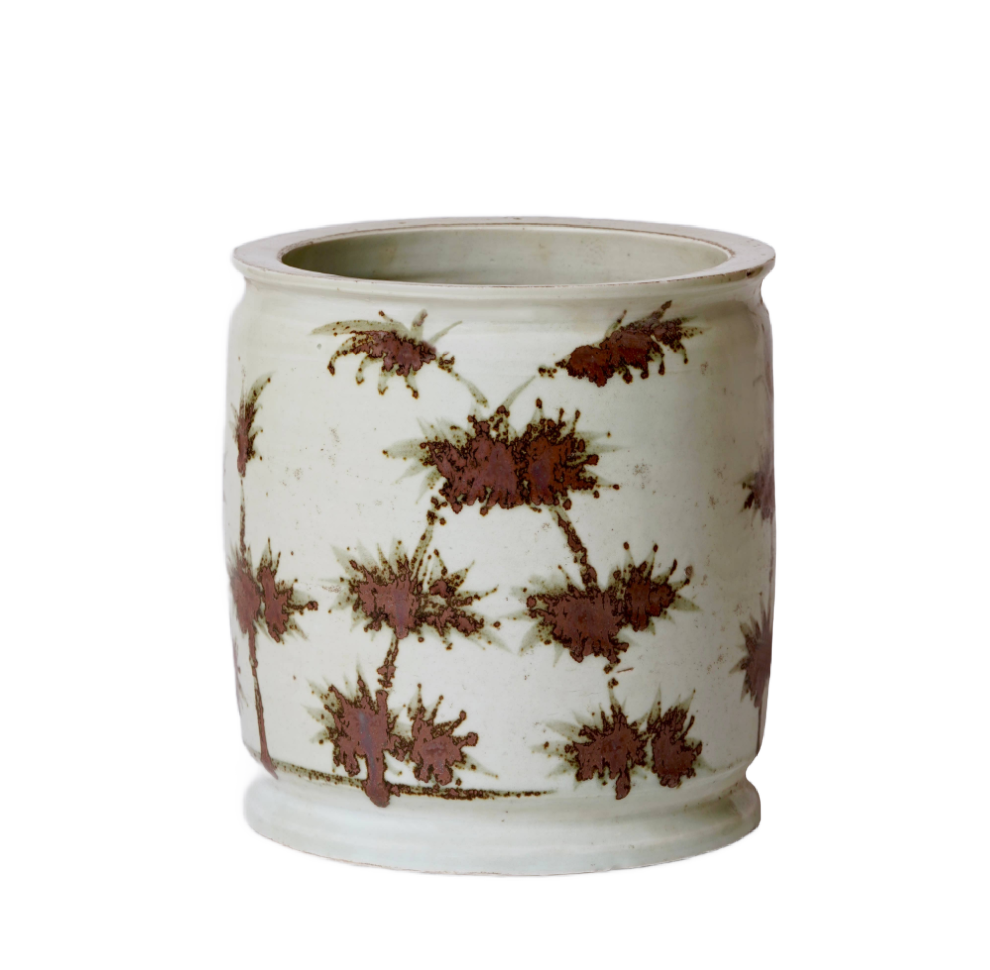 Rustic Copper Glazed Bamboo Porcelain Cachepot