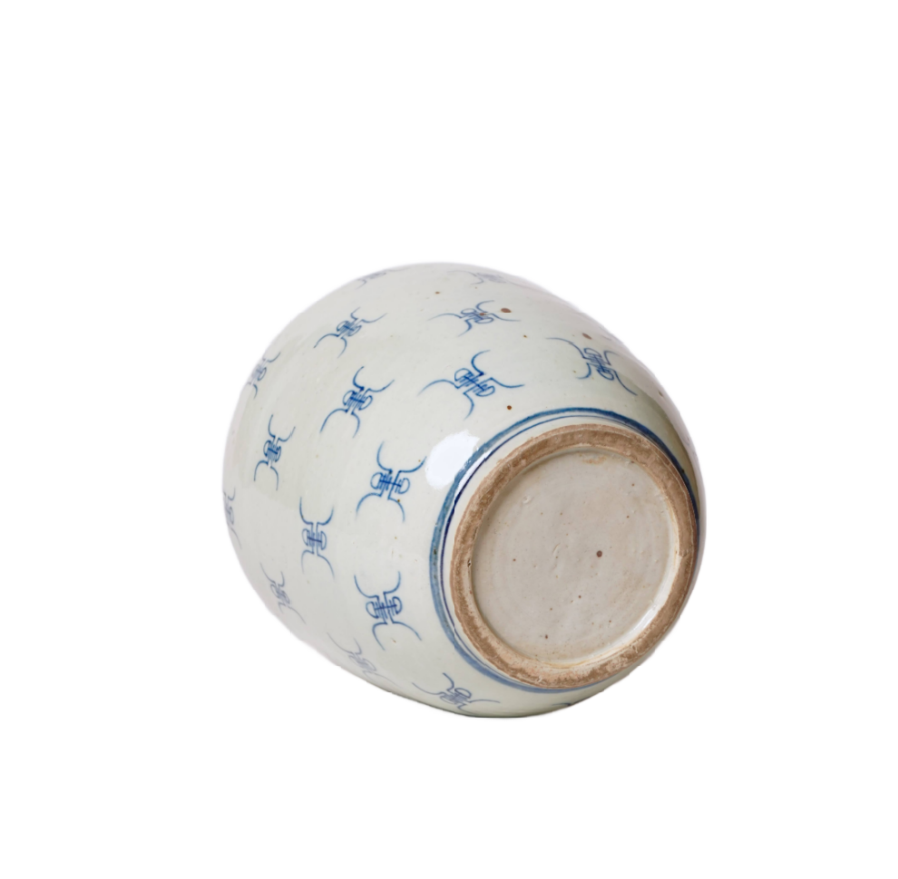 Blue and White Longevity Barrel Vase
