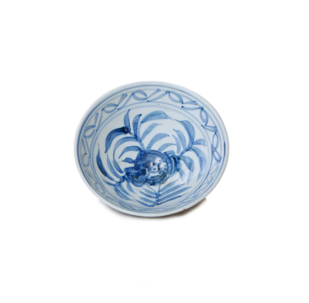 Blue and White Porcelain Floral Bowl