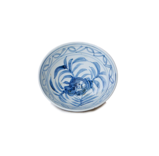 Blue and White Porcelain Floral Bowl