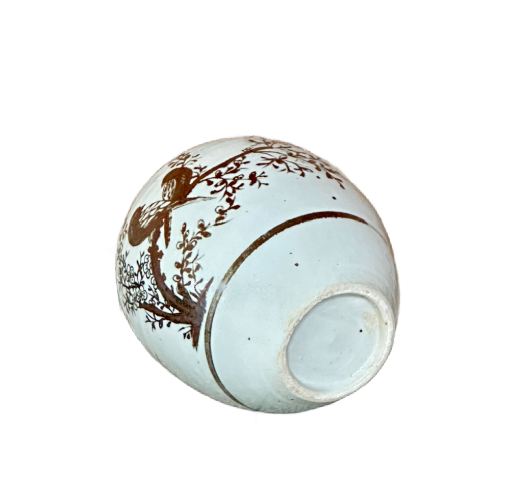 Red and White Copper Underglaze Songbirds Barrel Vase
