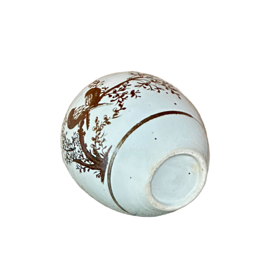 Red and White Copper Underglaze Songbirds Barrel Vase