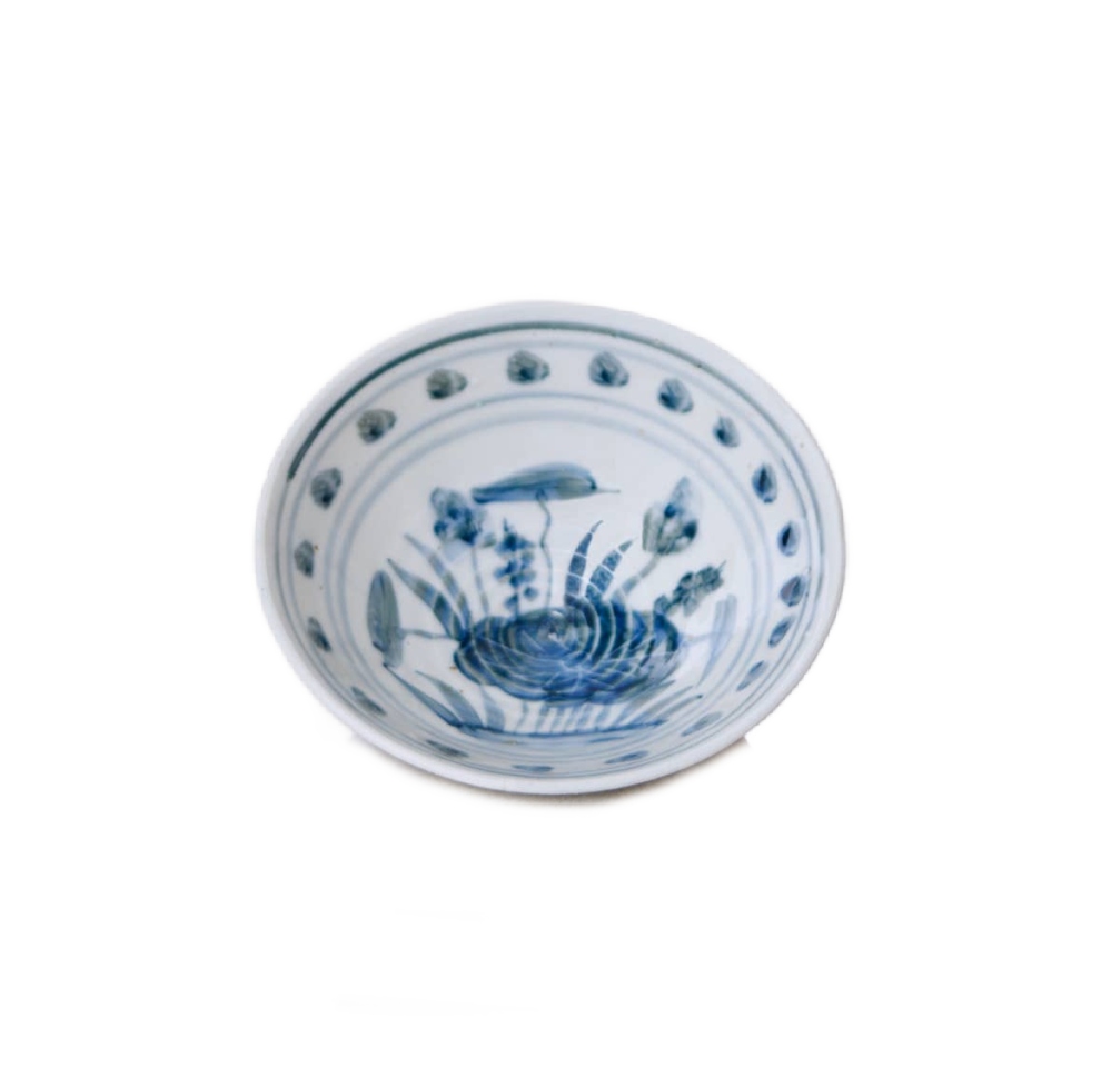 Small Blue and White Porcelain Lotus Conical Bowl