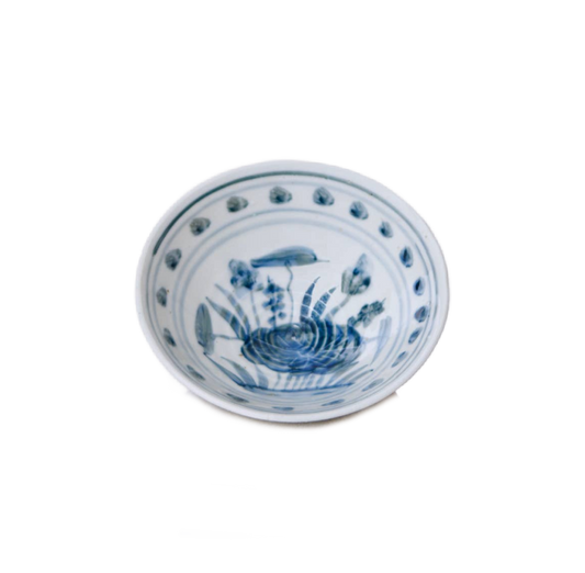 Small Blue and White Porcelain Lotus Conical Bowl