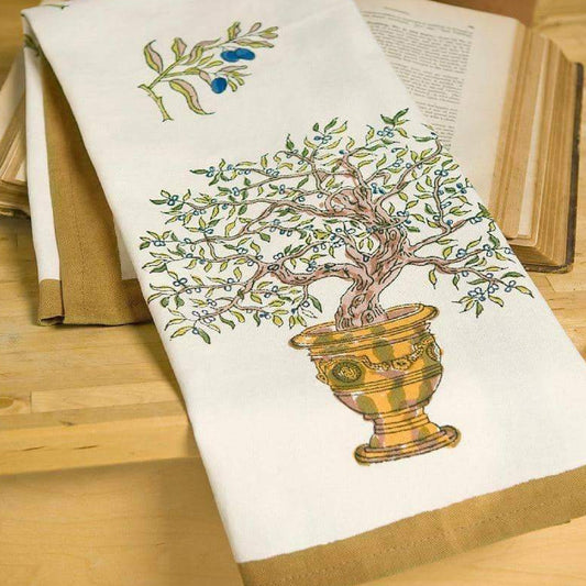 Olive Tree Khaki/Blue Tea Towel