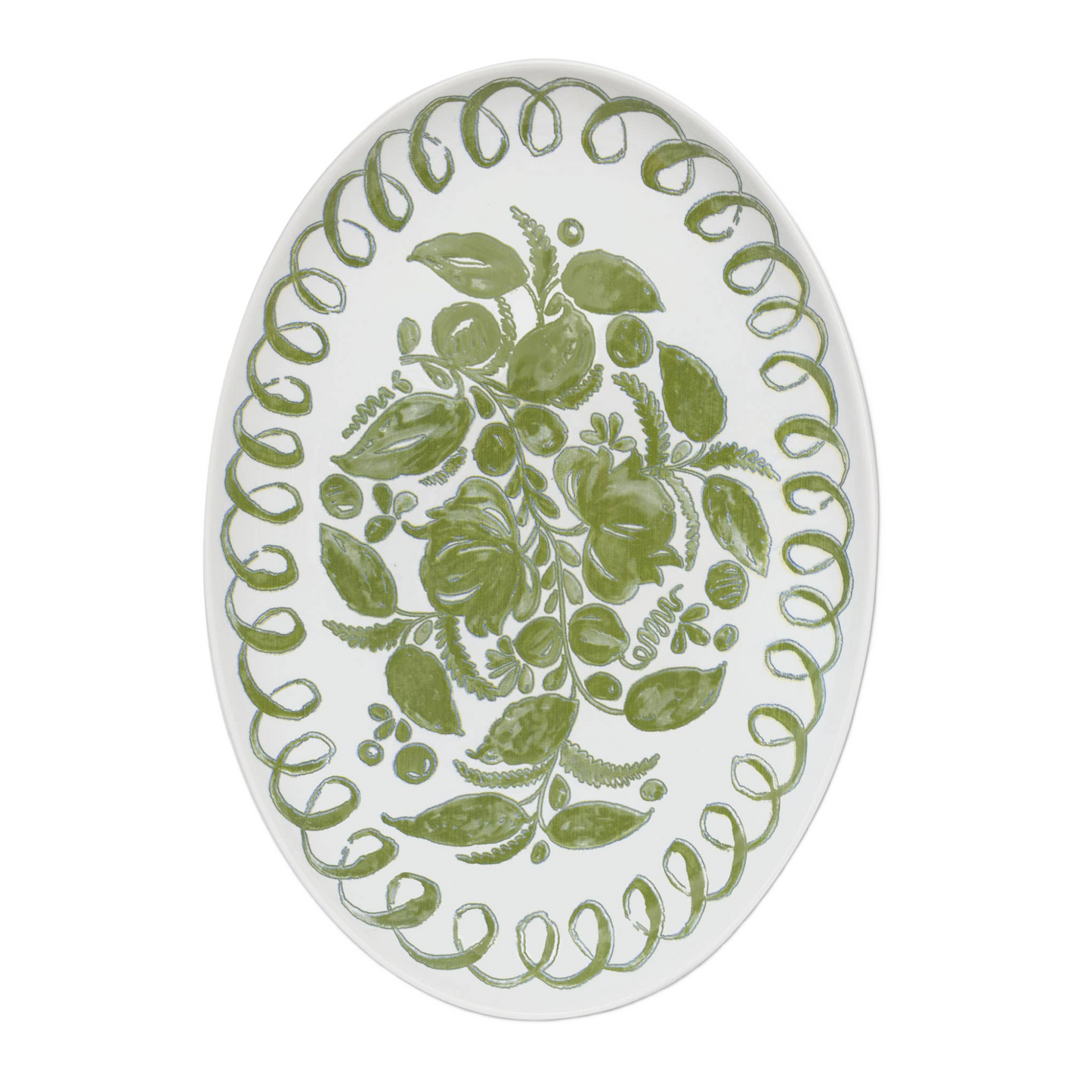 Amalfi Oval Tray White/Green Platter
