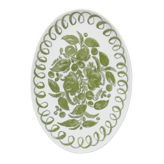 Amalfi Oval Tray White/Green Platter