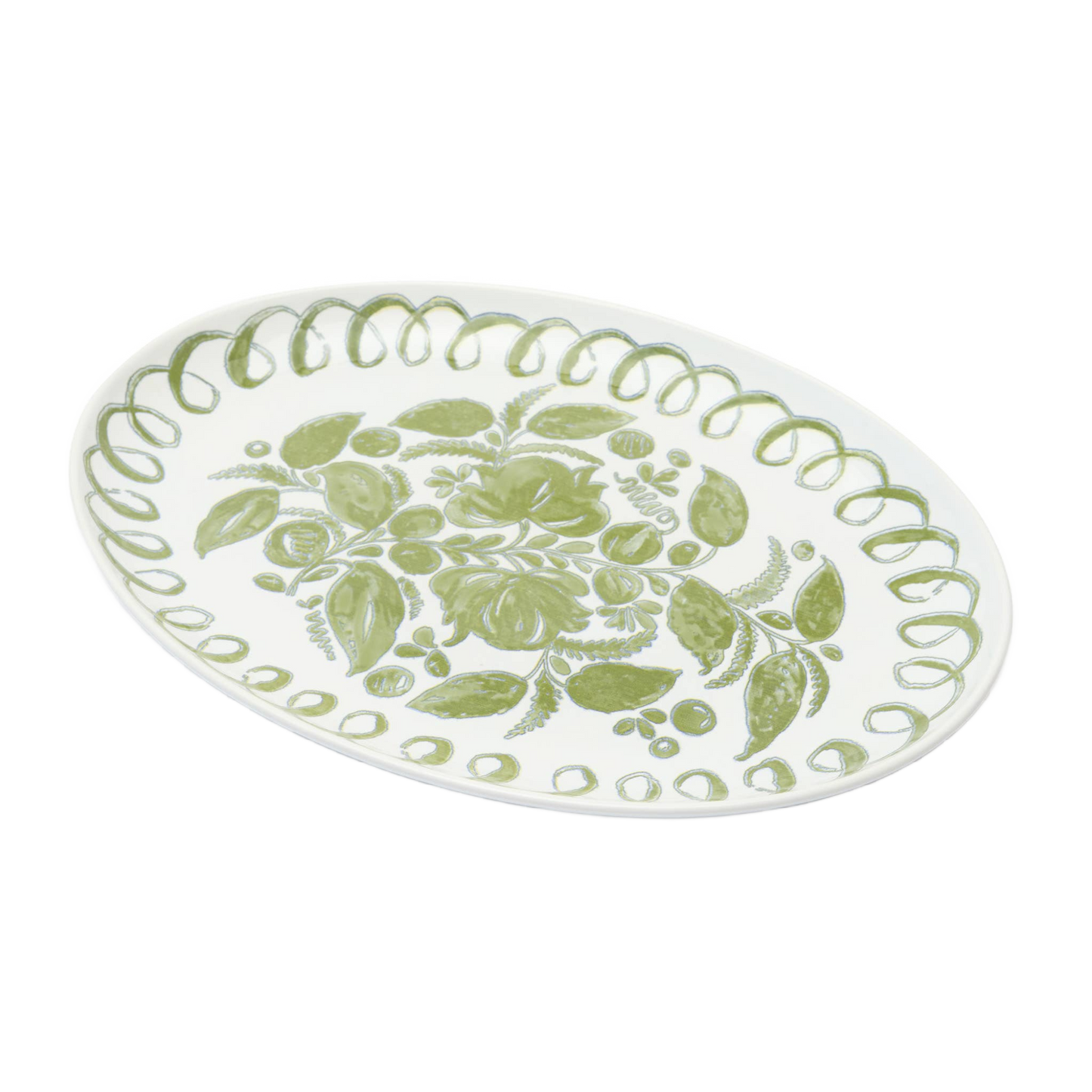 Amalfi Oval Tray White/Green Platter