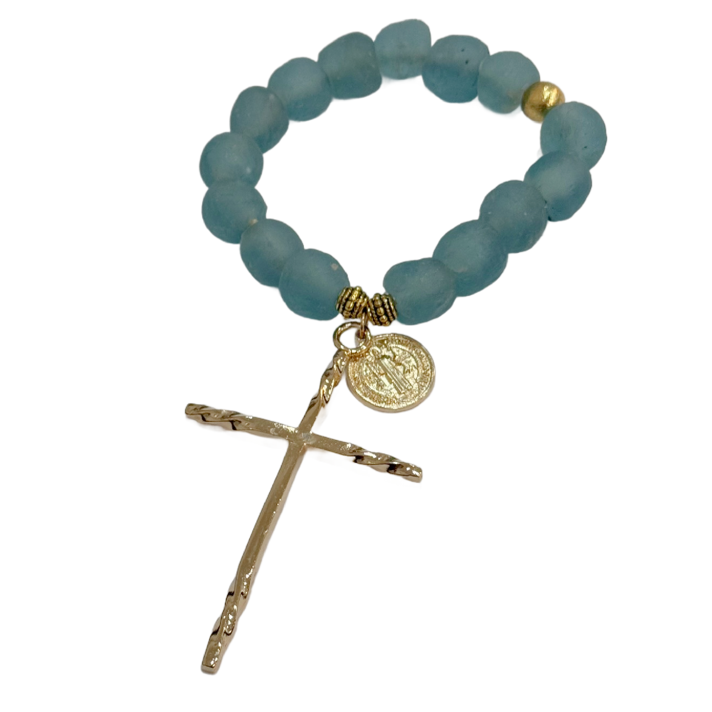 Light Blue Decade Glass Rosary