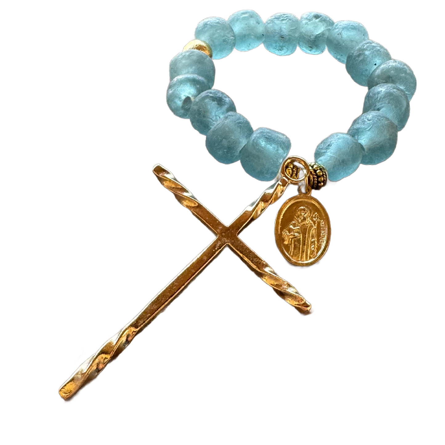 Light Blue Decade Glass Rosary
