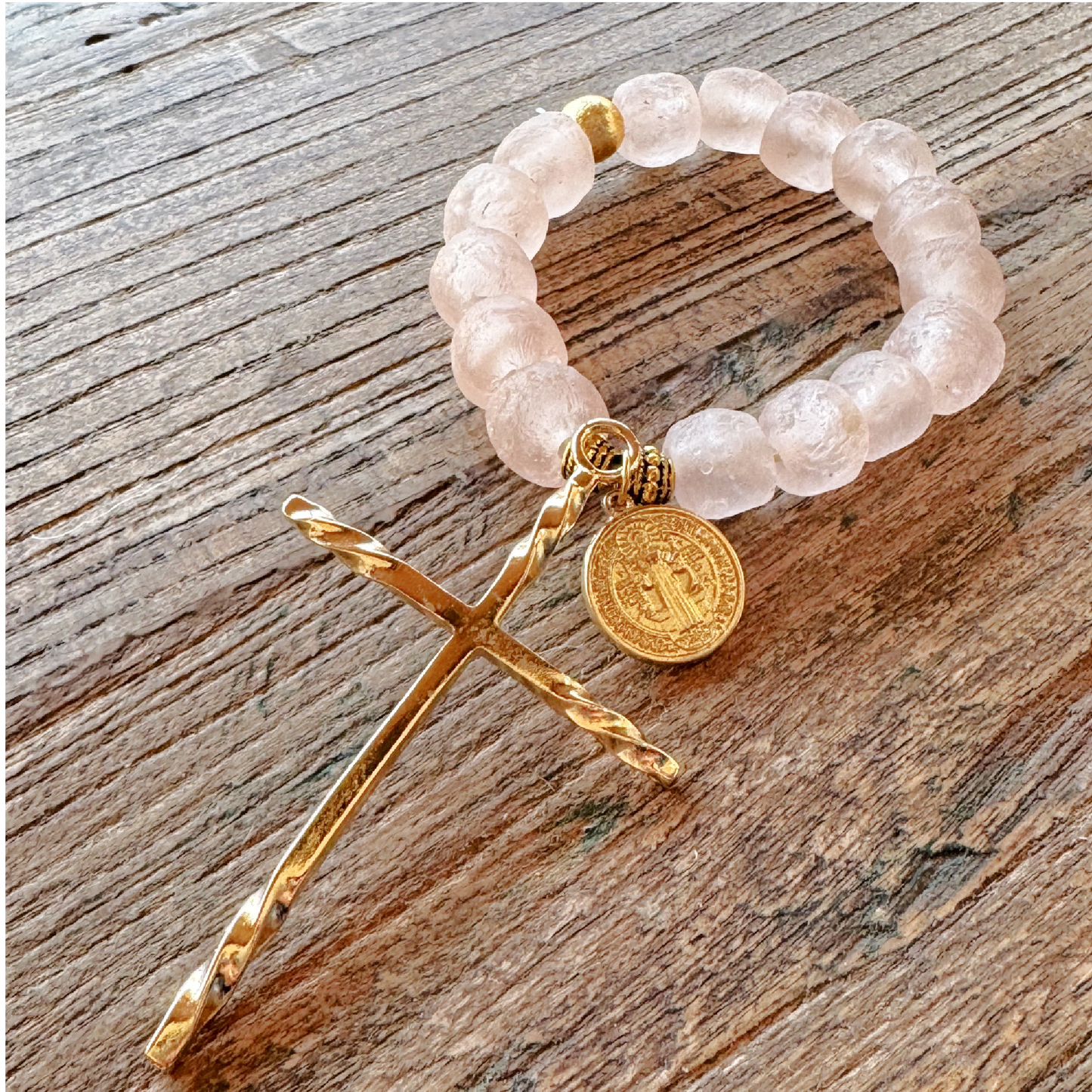 Blush Decade Glass Rosary