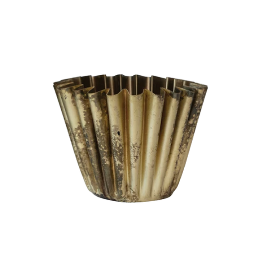 Fluted Metal Planter - Brass