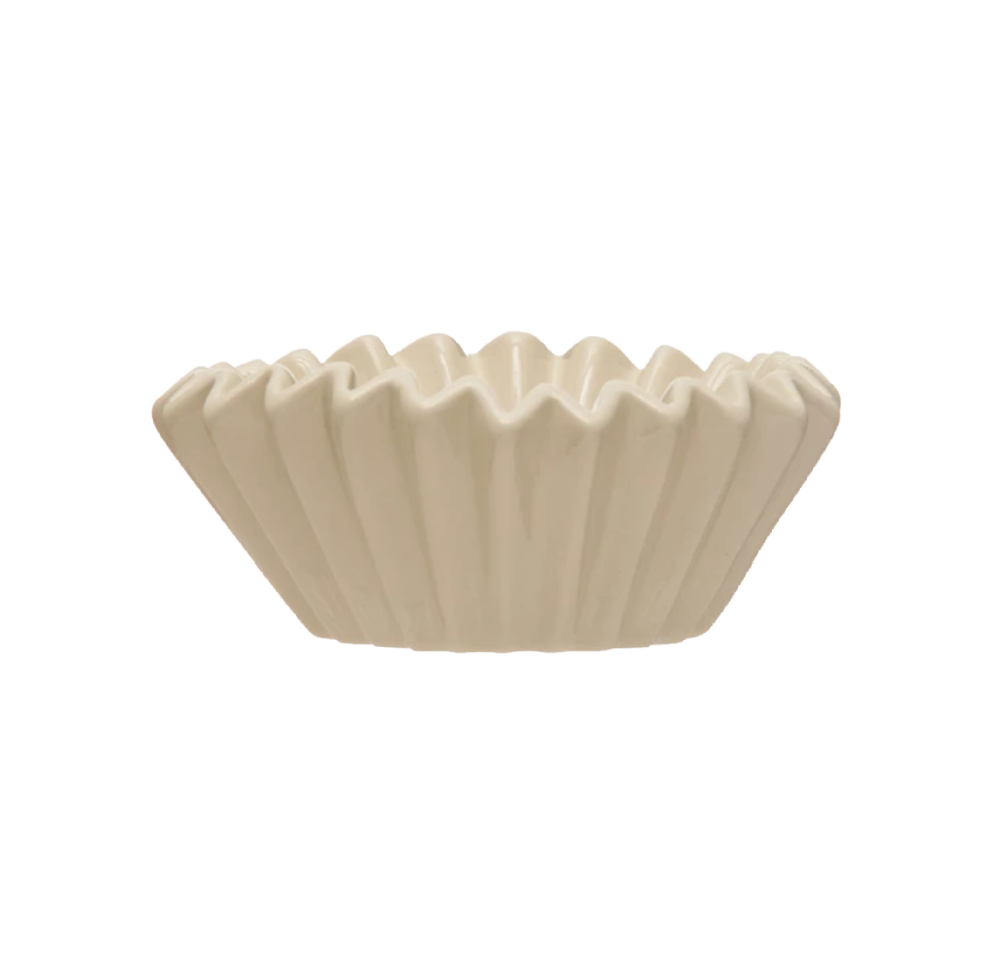 Stoneware Pleated Bowl
