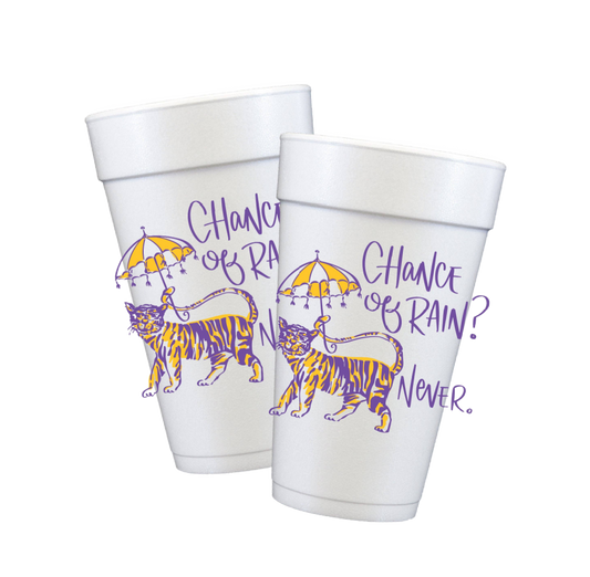 Chance of Rain? Never Tiger Styrofoam Cups