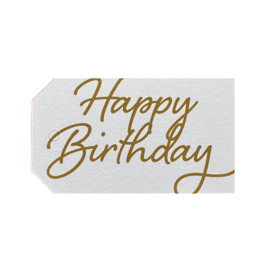 Gold Happy Birthday Gift Tag