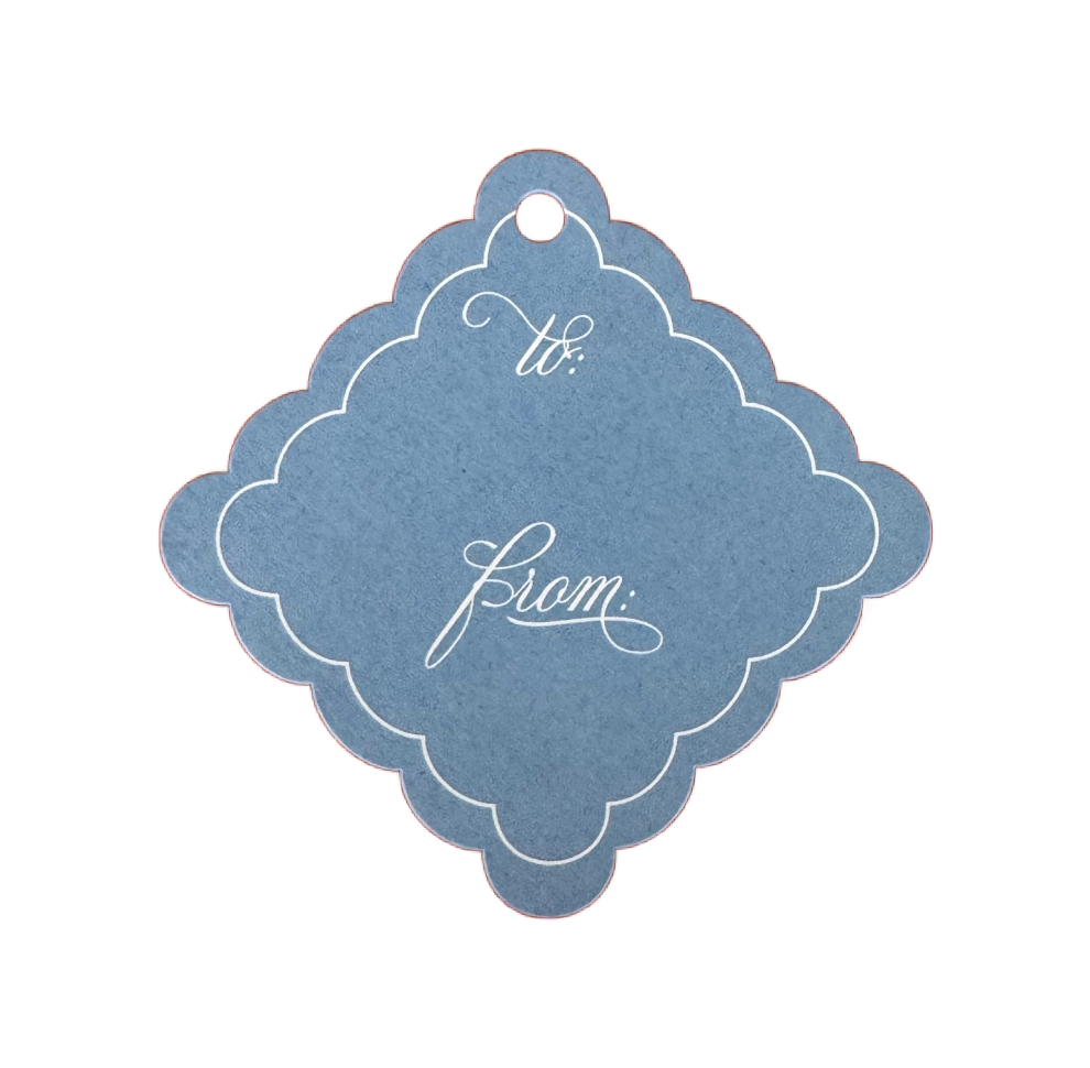Scallop Edge Blue/White Gift Tag