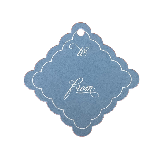Scallop Edge Blue/White Gift Tag