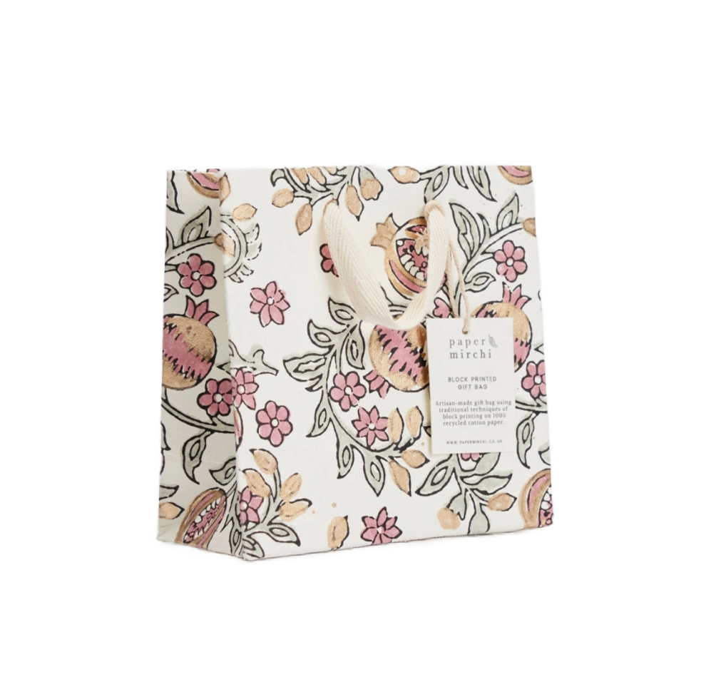 Small Hand Block Printed Gift Bag