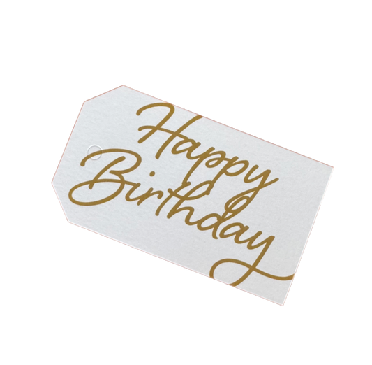 Gold Happy Birthday Gift Tag