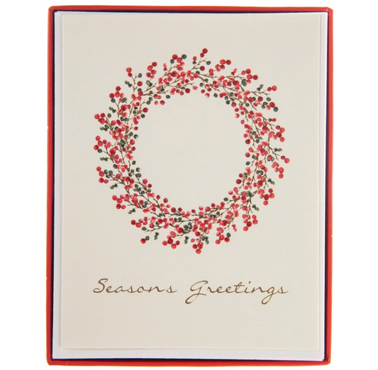 Red & Green Berry Wreath Holiday Boxed