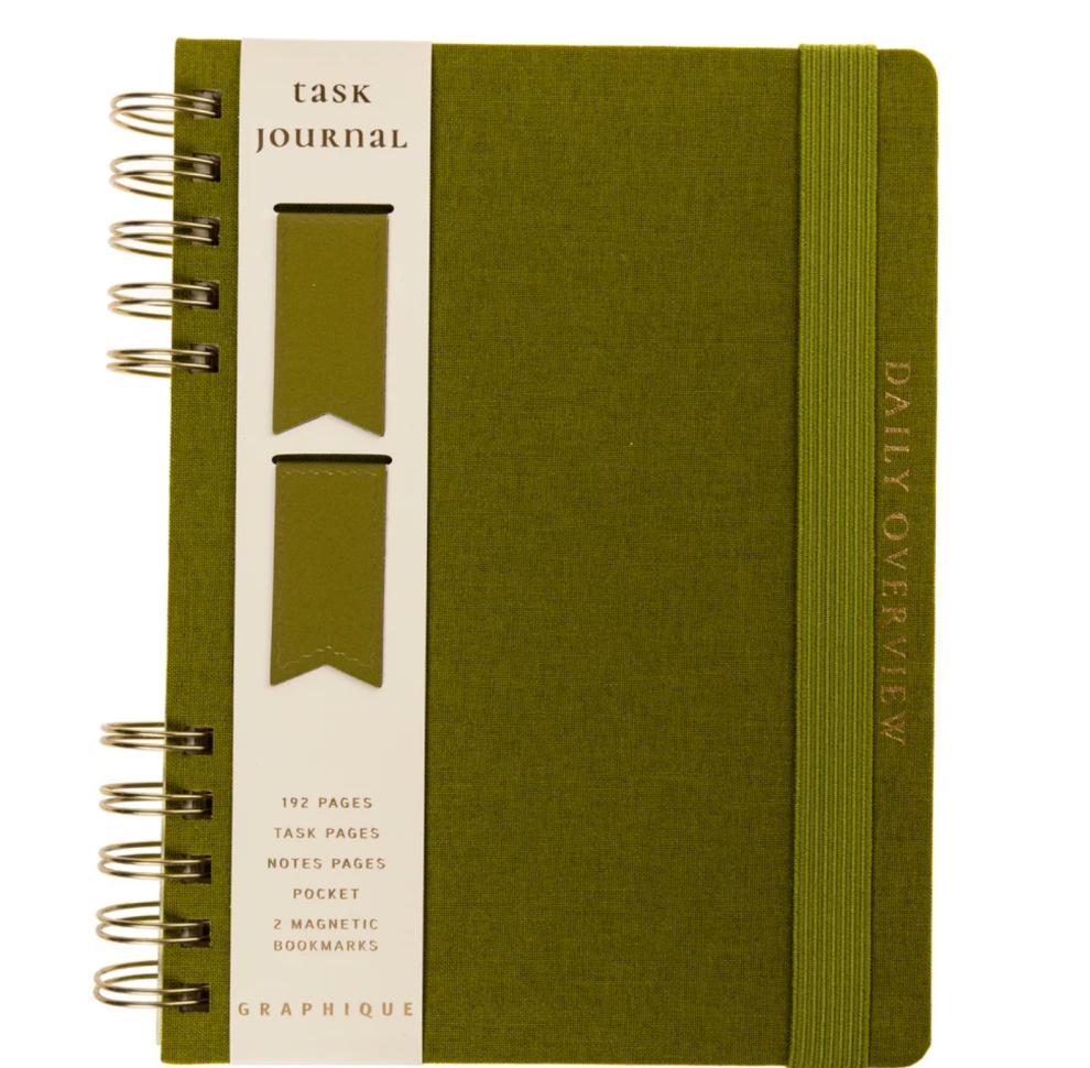 Olive Green Fabric-Bound Task Journal
