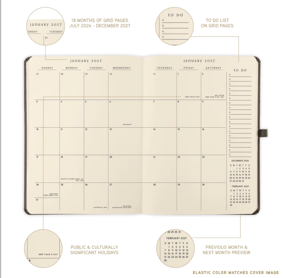 Sage 18-Month Fabric-Bound Planner