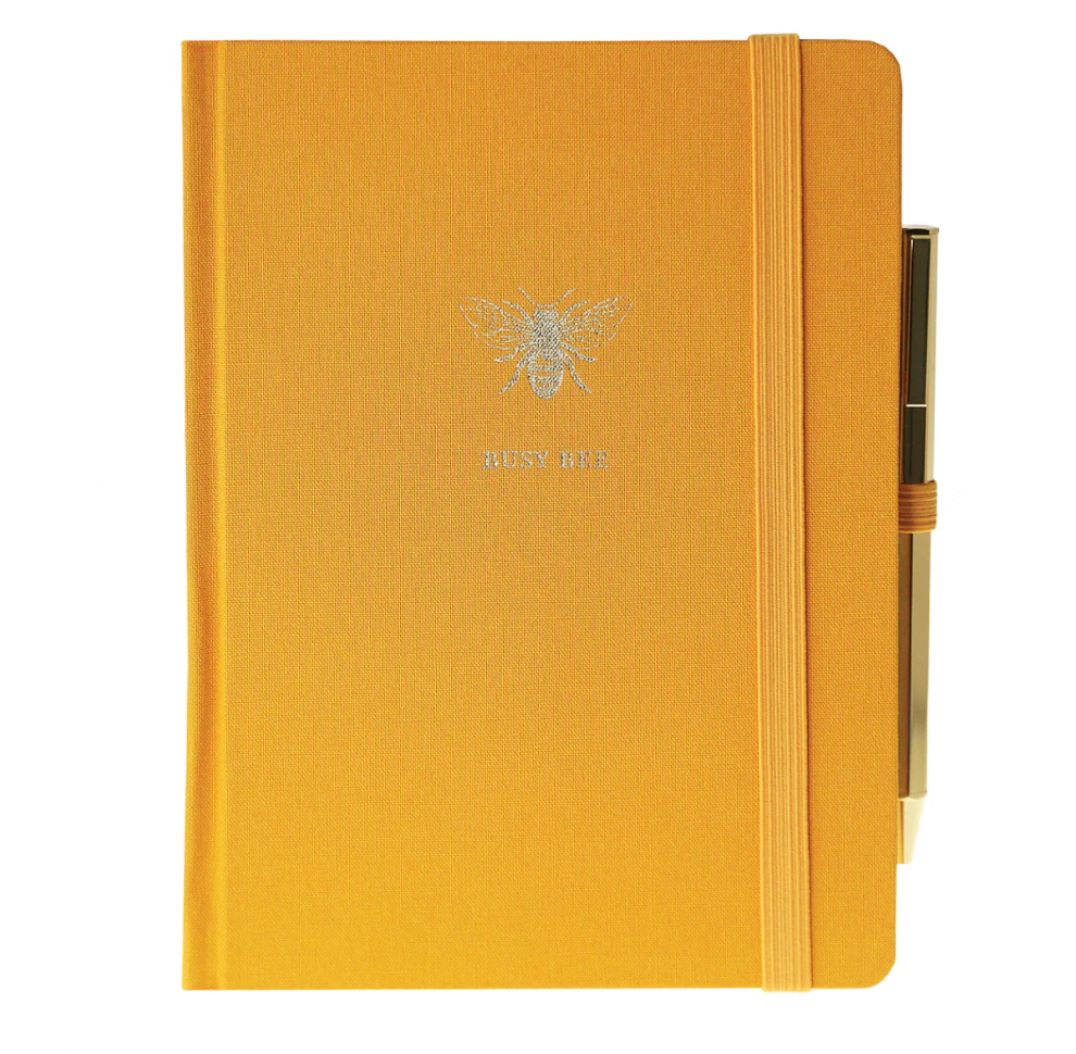Bee Fabric-Covered Journal with Pen