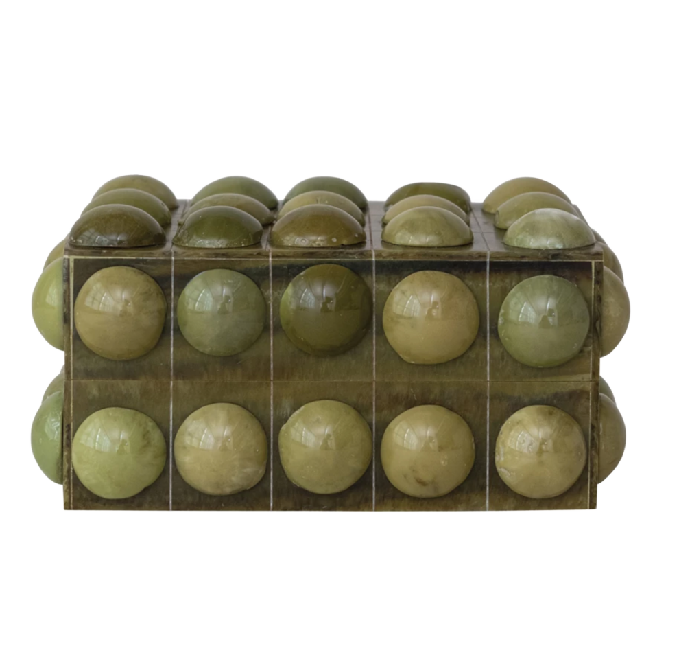 Green Handmade Marbled Resin Bobbin Box