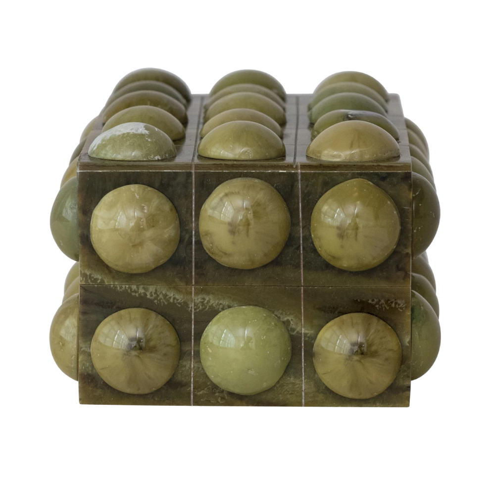 Green Handmade Marbled Resin Bobbin Box