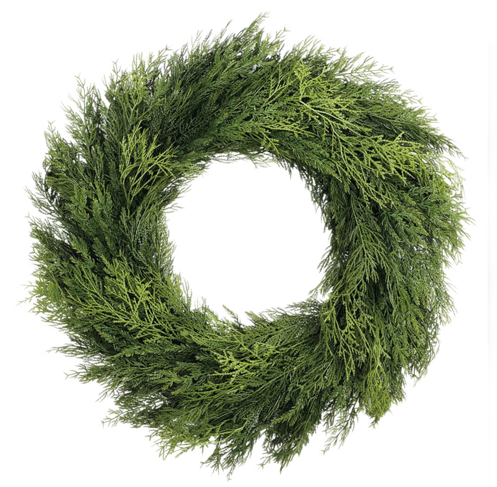 30" Ultra Deluxe Mixed Cedar Wreath Green