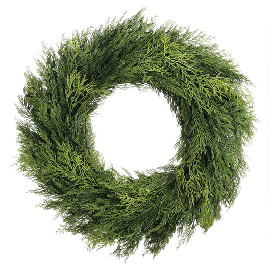 30" Ultra Deluxe Mixed Cedar Wreath Green