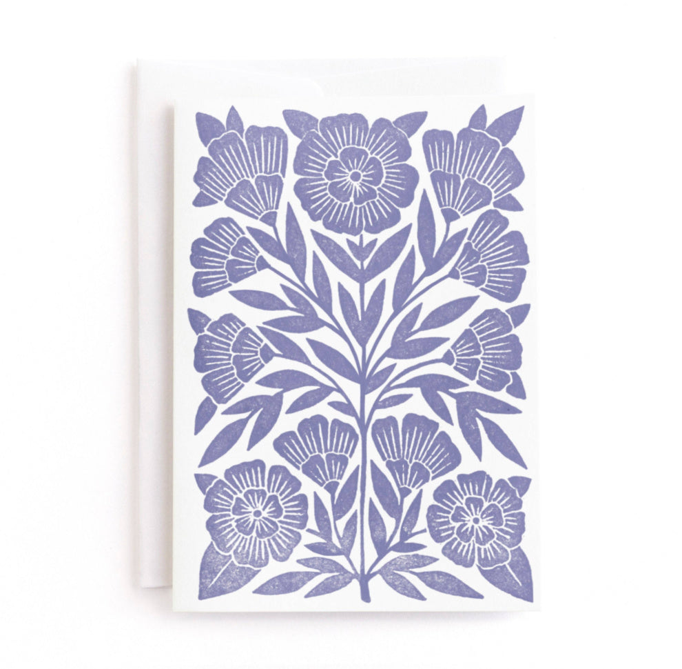 Block Print Floral Greeting Card