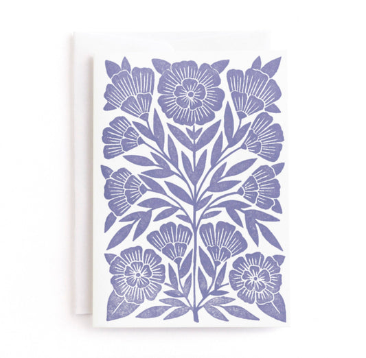 Block Print Floral Greeting Card