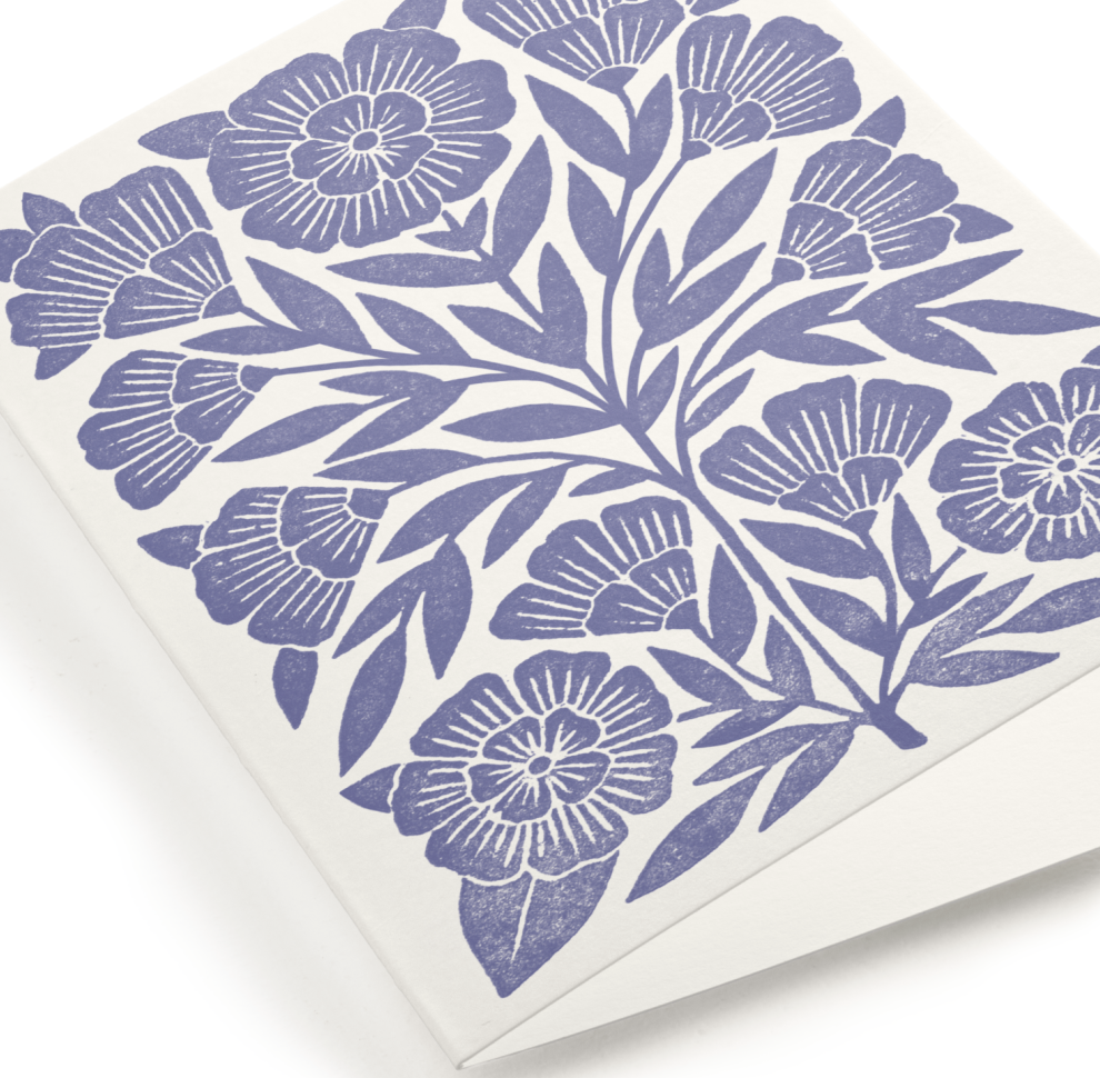 Block Print Floral Greeting Card