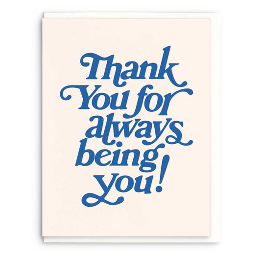 Being You, Letterpress Thank You Greeting Card