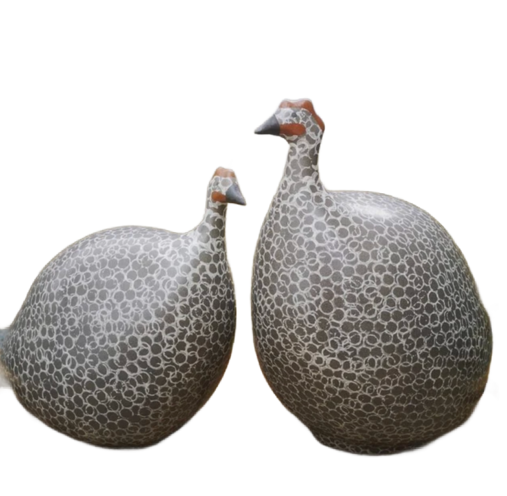 Medium Beige Taupe Spotted White Guinea Fowl