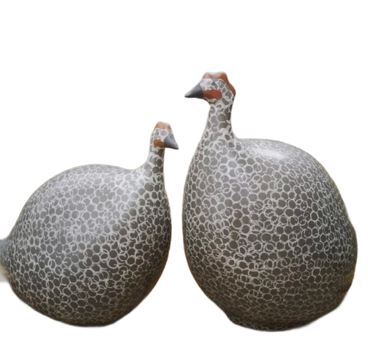 Medium Beige Taupe Spotted White Guinea Fowl